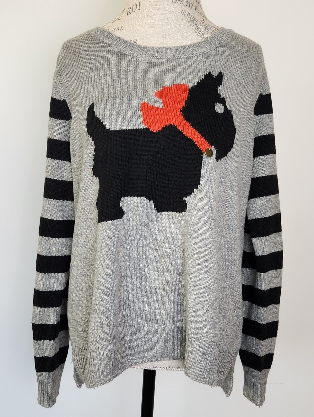 Stripe Knit Scotty Dog Sweater